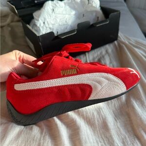 Puma Red Suede Sneaker with White Formstrip